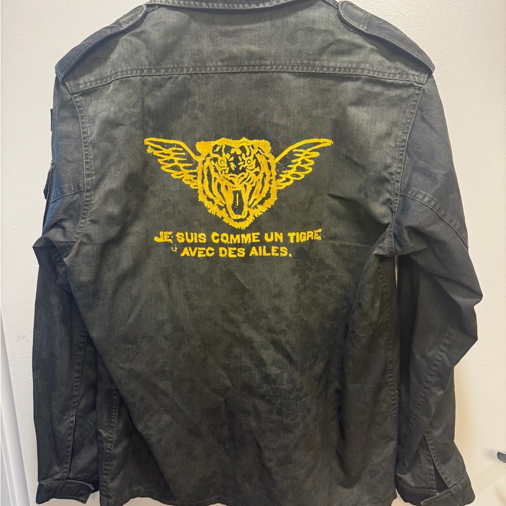 Men's Green Military Style Jacket - Picture 2 of 2